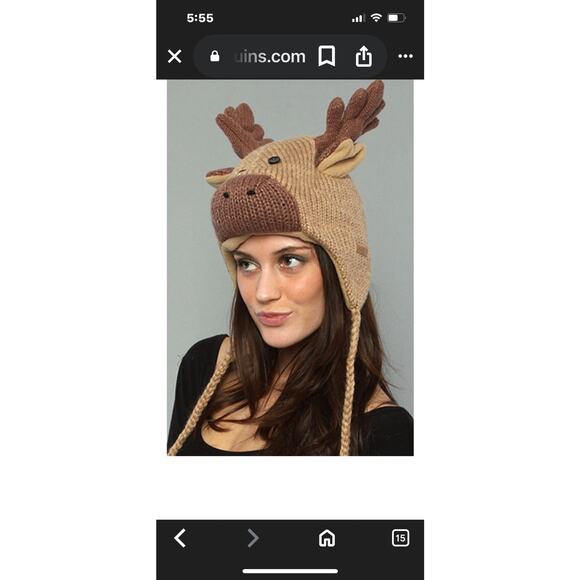 Moose animal knit beanie- Moose. Sm Child size - Picture 1 of 12